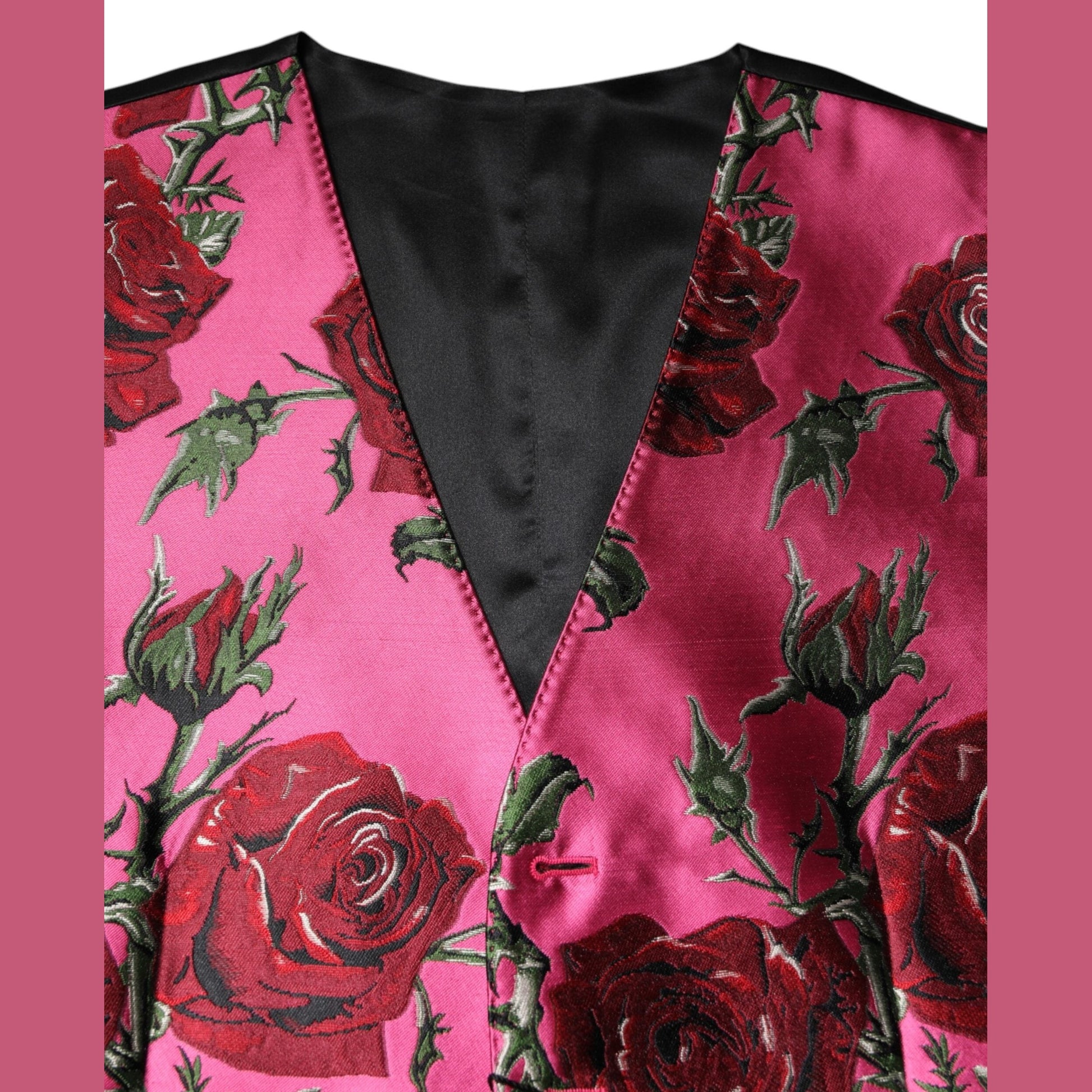 Dolce & Gabbana Pink Floral Satin Formal Men Waistcoat Vest Dolce & Gabbana