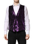 Dolce & Gabbana Purple Sequined Dress Formal Waistcoat Vest - Eljoys Fashion 