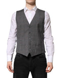 Dolce & Gabbana Gray Plaid Wool Formal Dress Waistcoat Vest - Eljoys Fashion 