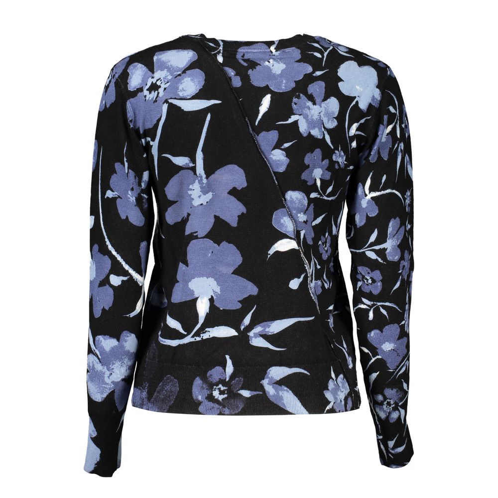 Black viscose women's sweater by Desigual, featuring a relaxed fit and subtle textured design.
