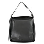 Black Calvin Klein polyester women's bag with sleek design and adjustable strap, suitable for casual or formal occasions.