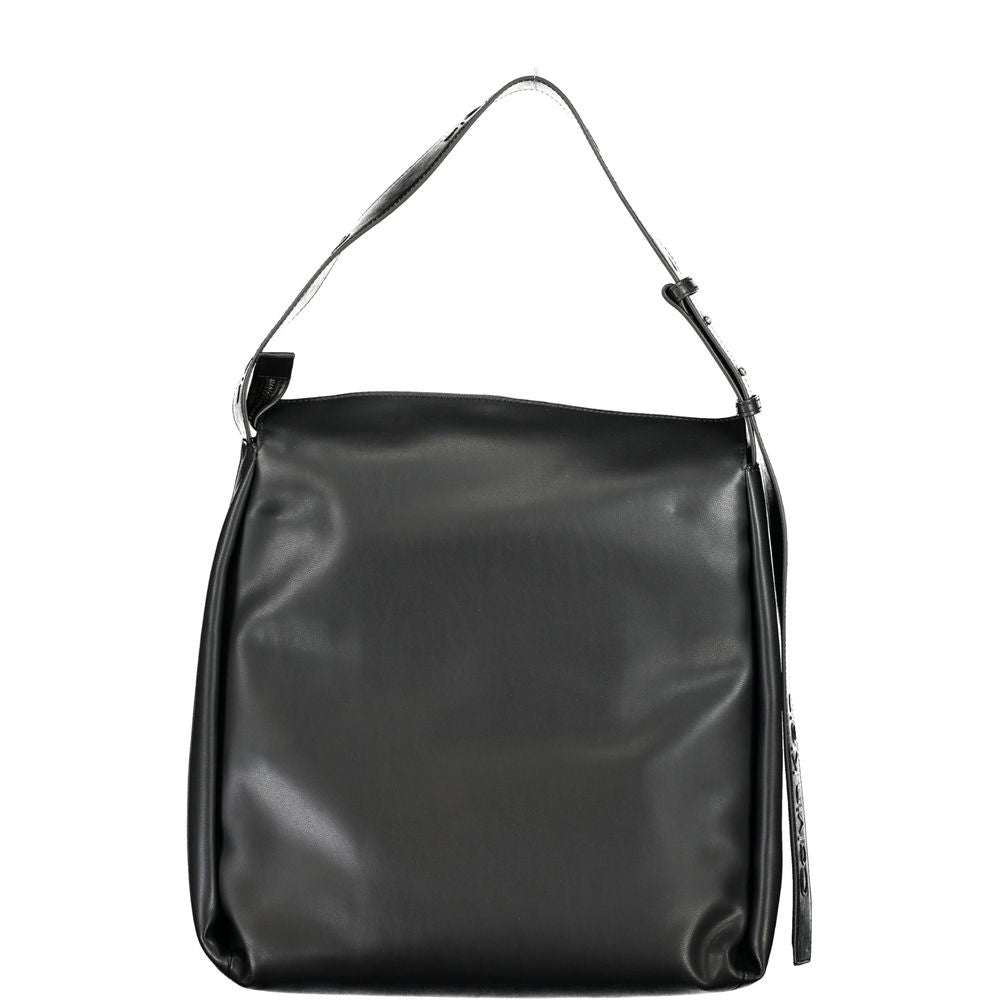 Calvin Klein black polyester women's bag with sleek design and spacious interior for everyday use.