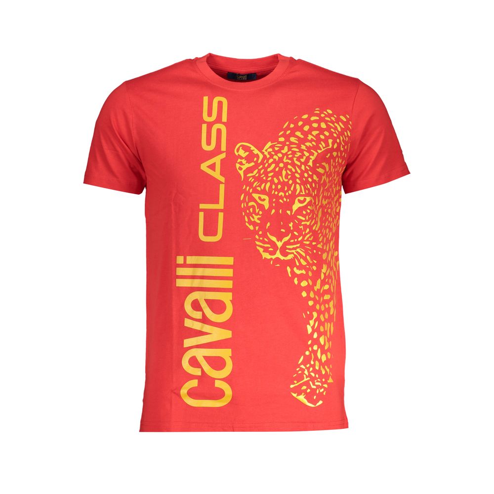 Cavalli Class Rosso cotton men's T-shirt with a classic fit and short sleeves, featuring a subtle logo on the chest.