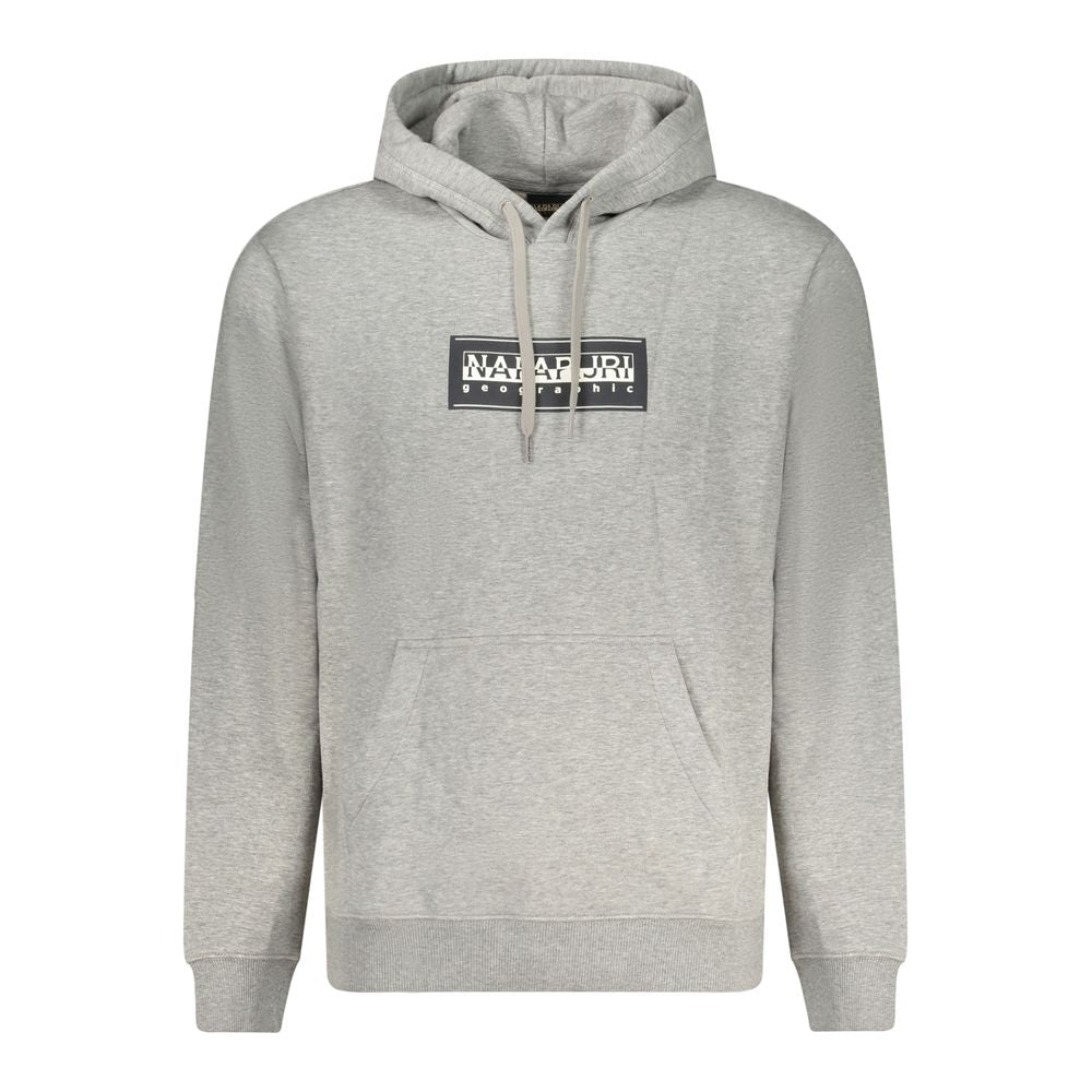 Gray Napapijri cotton men's sweatshirt with a crewneck design and subtle branding, shown on a plain background.