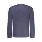 Lee blue cotton men's sweater displayed on a hanger, featuring a classic crew neck and ribbed cuffs and hem.