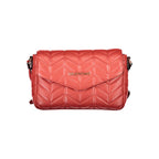 Mario Valentino Rosso polyurethane women's bag with sleek design and gold-tone hardware, front flap closure, and adjustable strap.