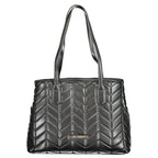 Mario Valentino Nero polyurethane women's bag with sleek design and silver-tone hardware, showcasing a stylish and functional accessory.