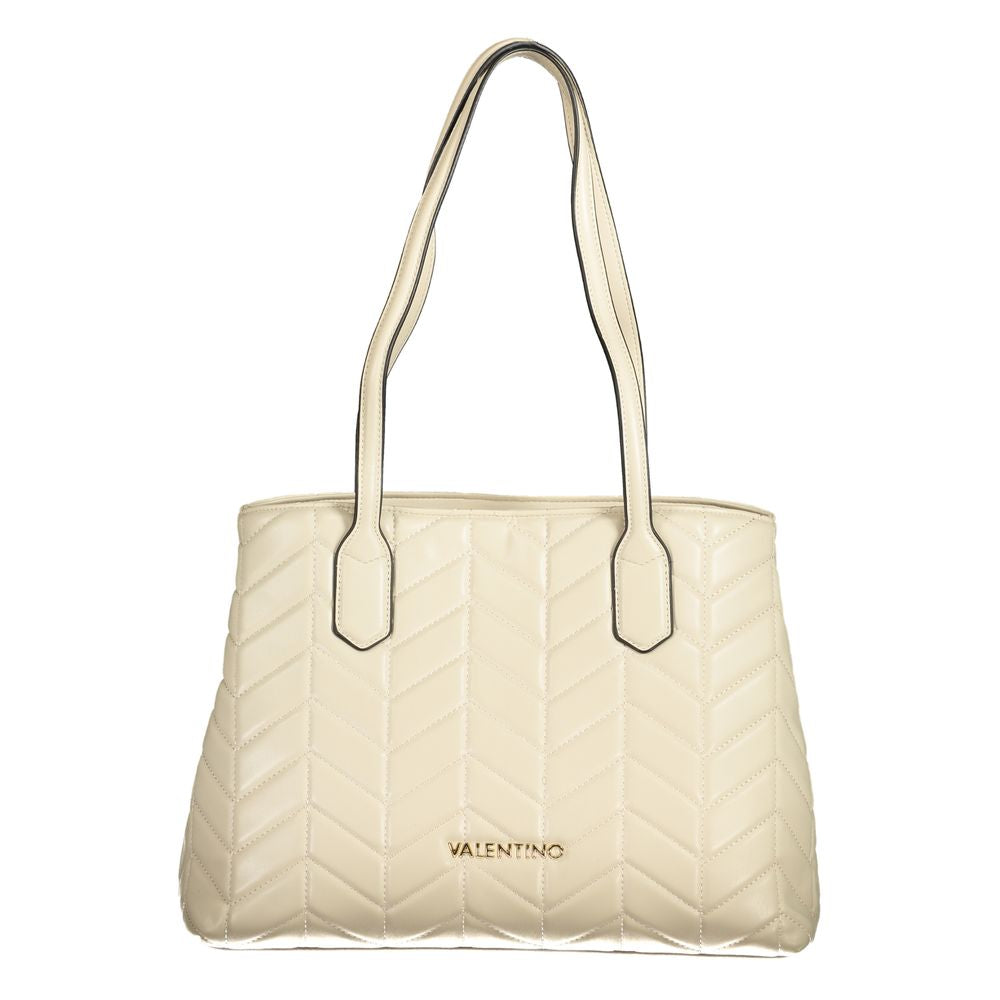 Mario Valentino beige polyurethane women's bag with top handles and sleek design, perfect for casual or formal occasions.