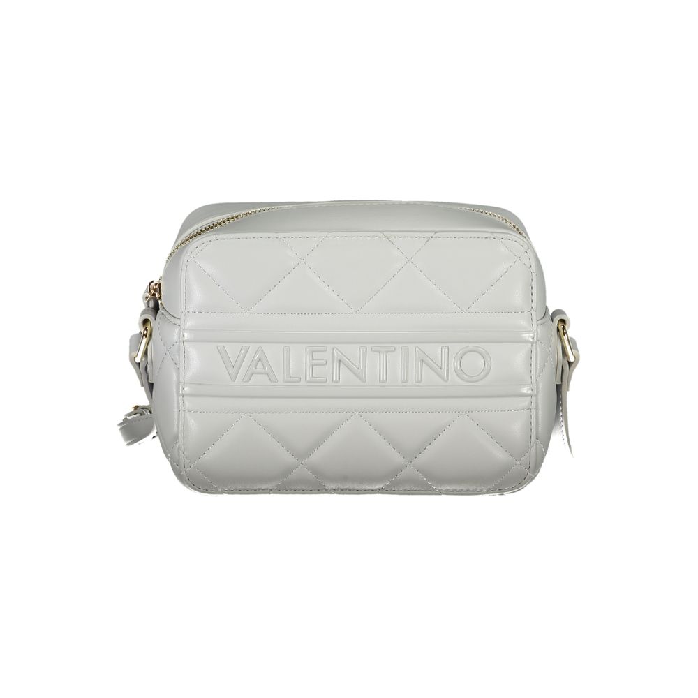 Grey Mario Valentino women’s bag made of polyurethane with a sleek design and top handle, perfect for stylish everyday use.