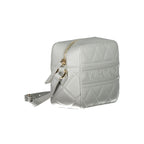 Grey Mario Valentino women's polyurethane bag with sleek design and subtle branding, featuring a structured shape and shoulder strap.