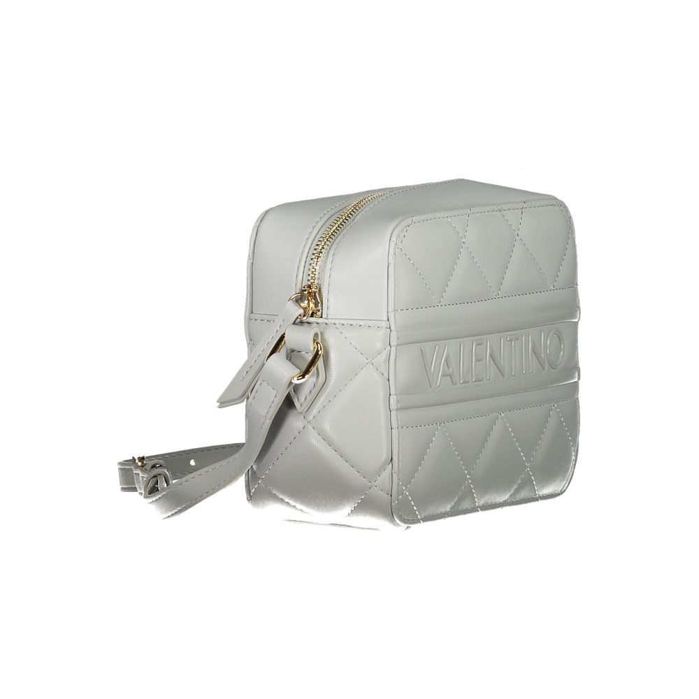 Grey Mario Valentino women's polyurethane bag with sleek design and subtle branding, featuring a structured shape and shoulder strap.