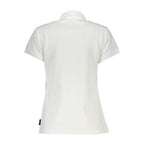 White cotton women's polo shirt by North Sails, featuring a classic collar and short sleeves.