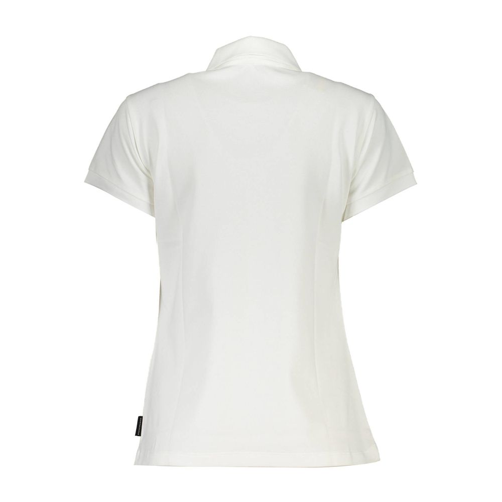 White cotton women's polo shirt by North Sails, featuring a classic collar and short sleeves.