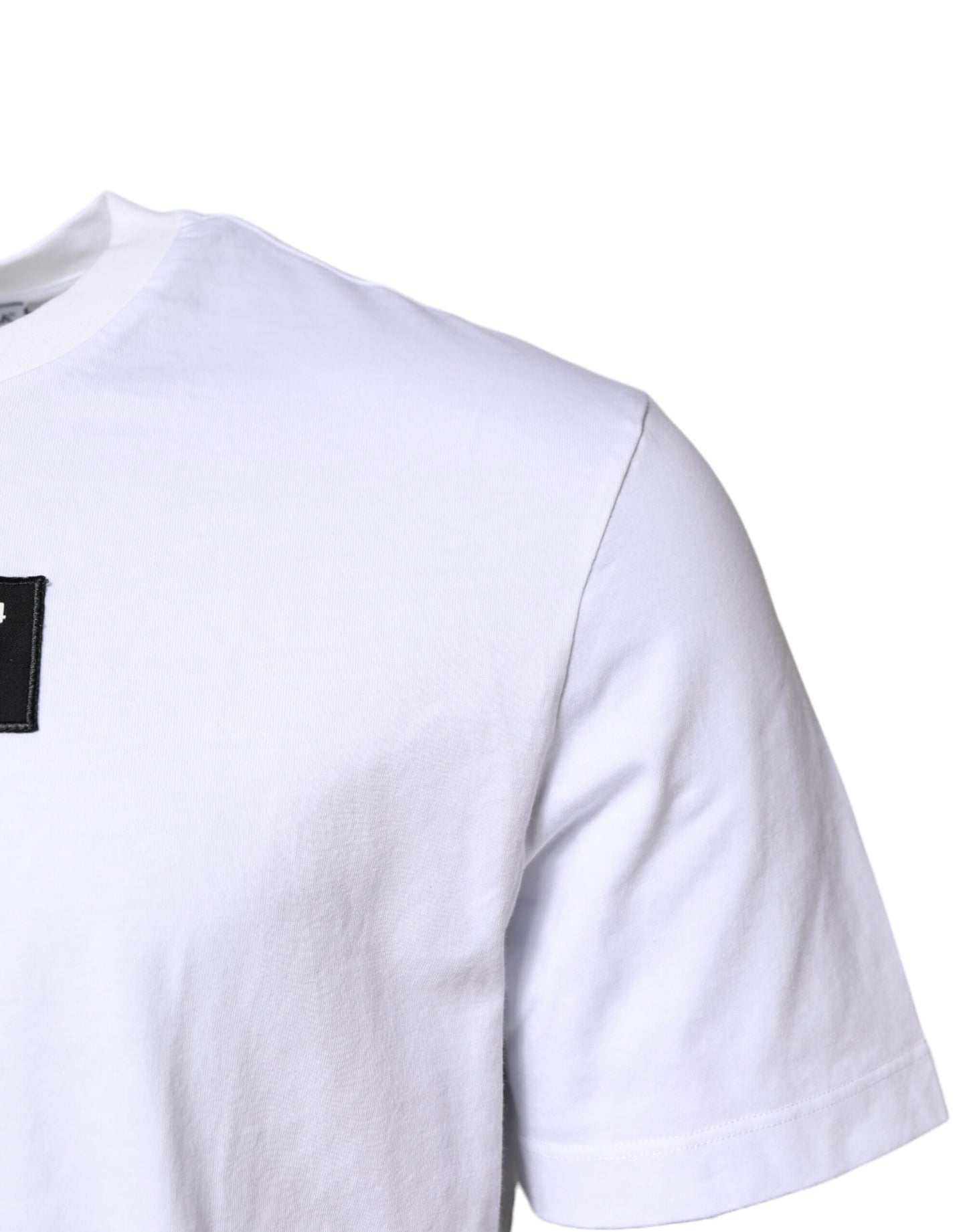 Dolce & Gabbana White Cotton Logo Patch Crew Neck T-shirt Dolce & Gabbana