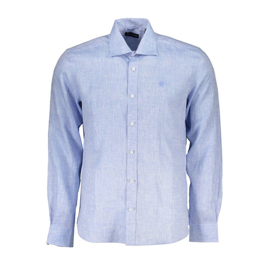 North Sails Light Blue Linen Men Shirt North Sails