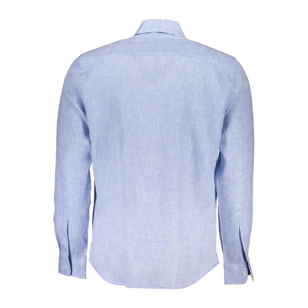 North Sails Light Blue Linen Men Shirt North Sails