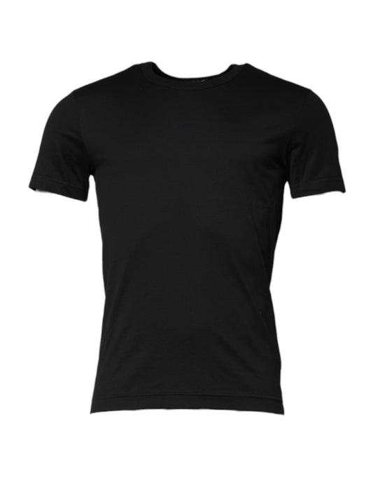 Dolce & Gabbana Black Cotton Short Sleeves Round Neck T-shirt Dolce & Gabbana