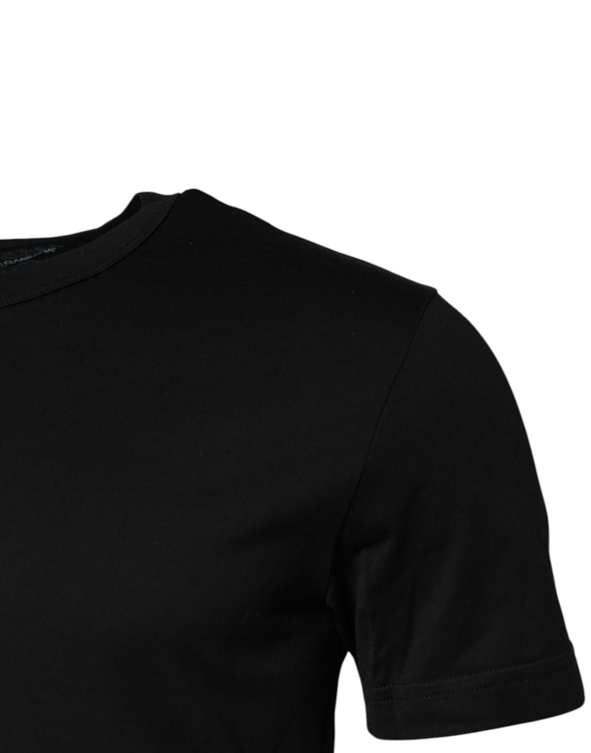 Dolce & Gabbana Black Cotton Short Sleeves Round Neck T-shirt Dolce & Gabbana