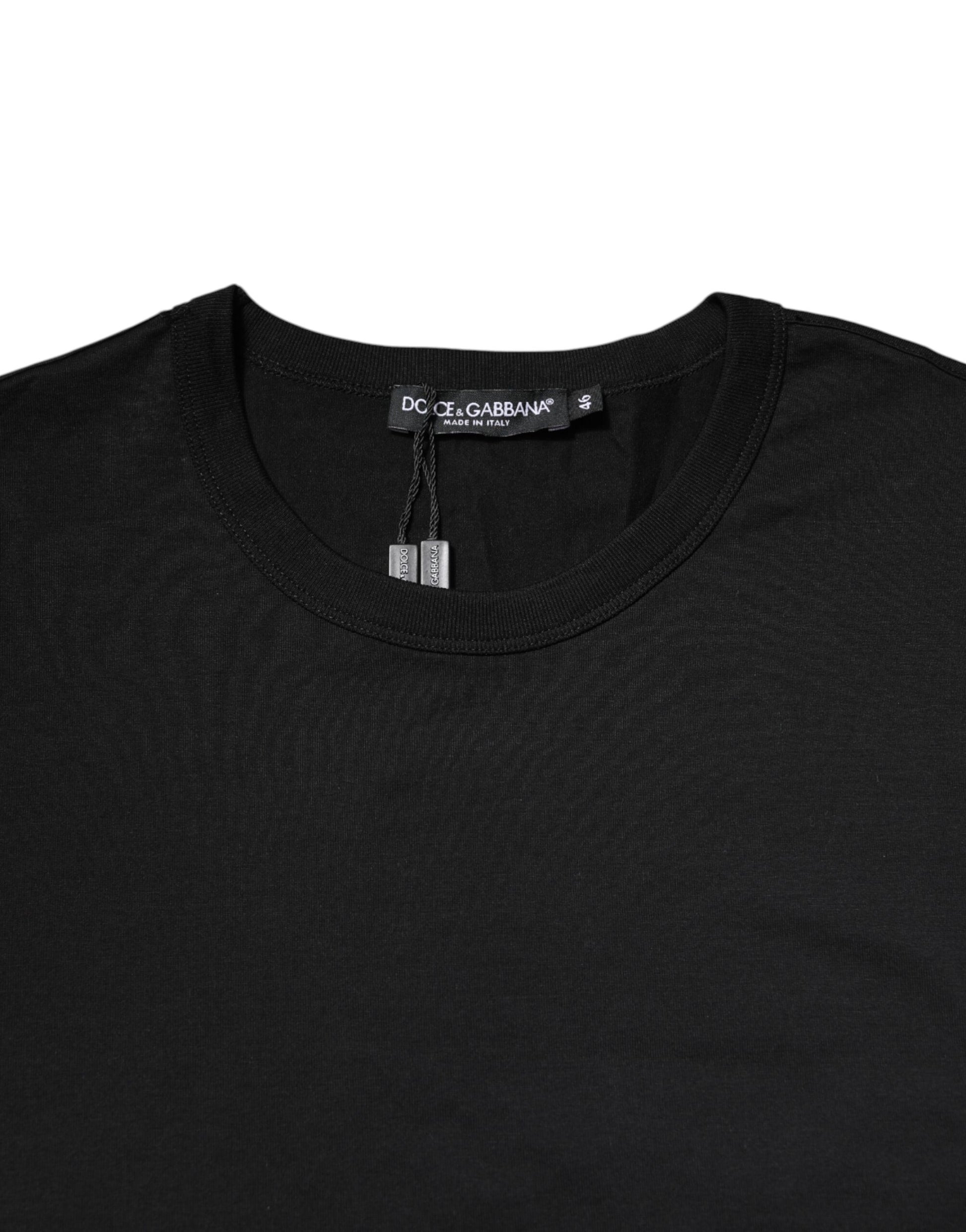 Dolce & Gabbana Black Cotton Short Sleeves Round Neck T-shirt Dolce & Gabbana