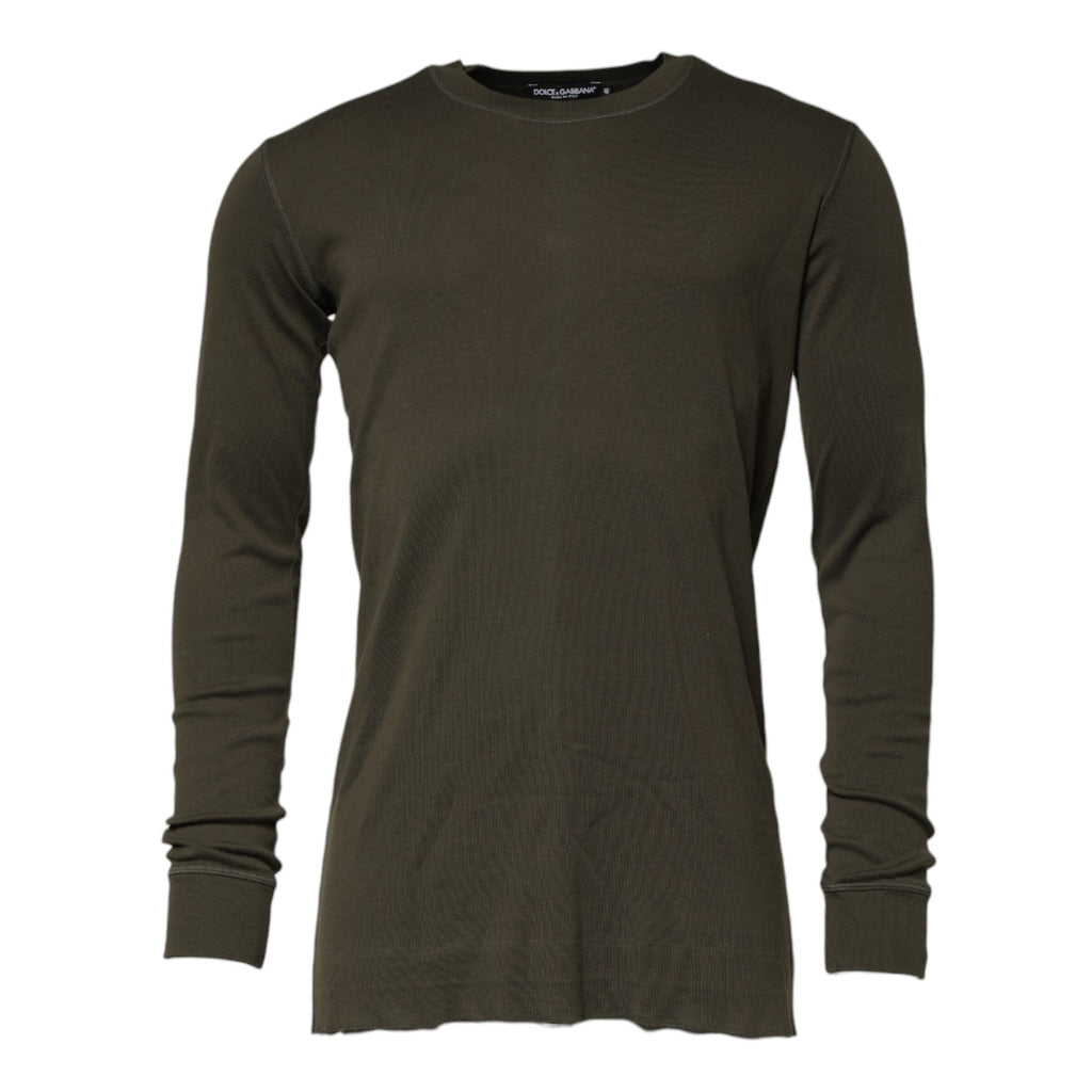 Dolce & Gabbana Dark Green Long Sleeves Crew Neck T-shirt