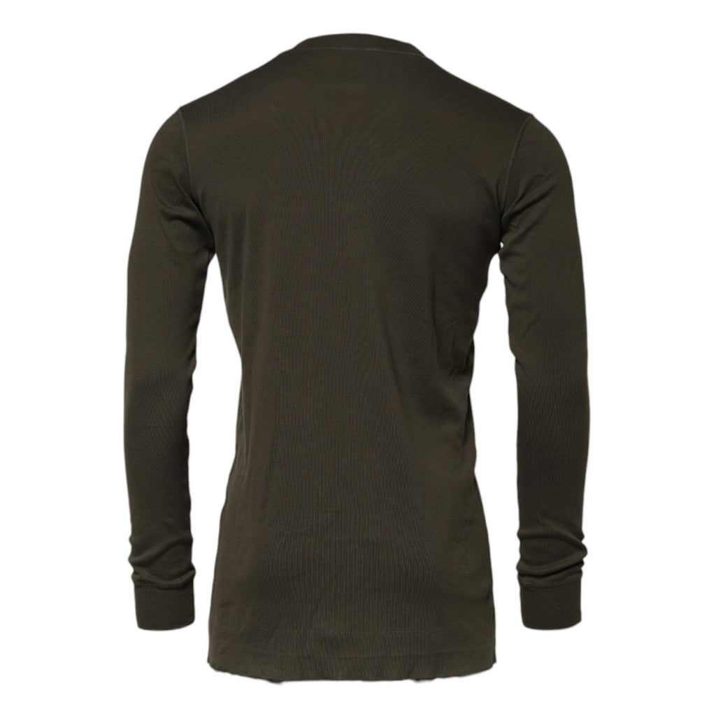 Dolce & Gabbana Dark Green Long Sleeves Crew Neck T-shirt