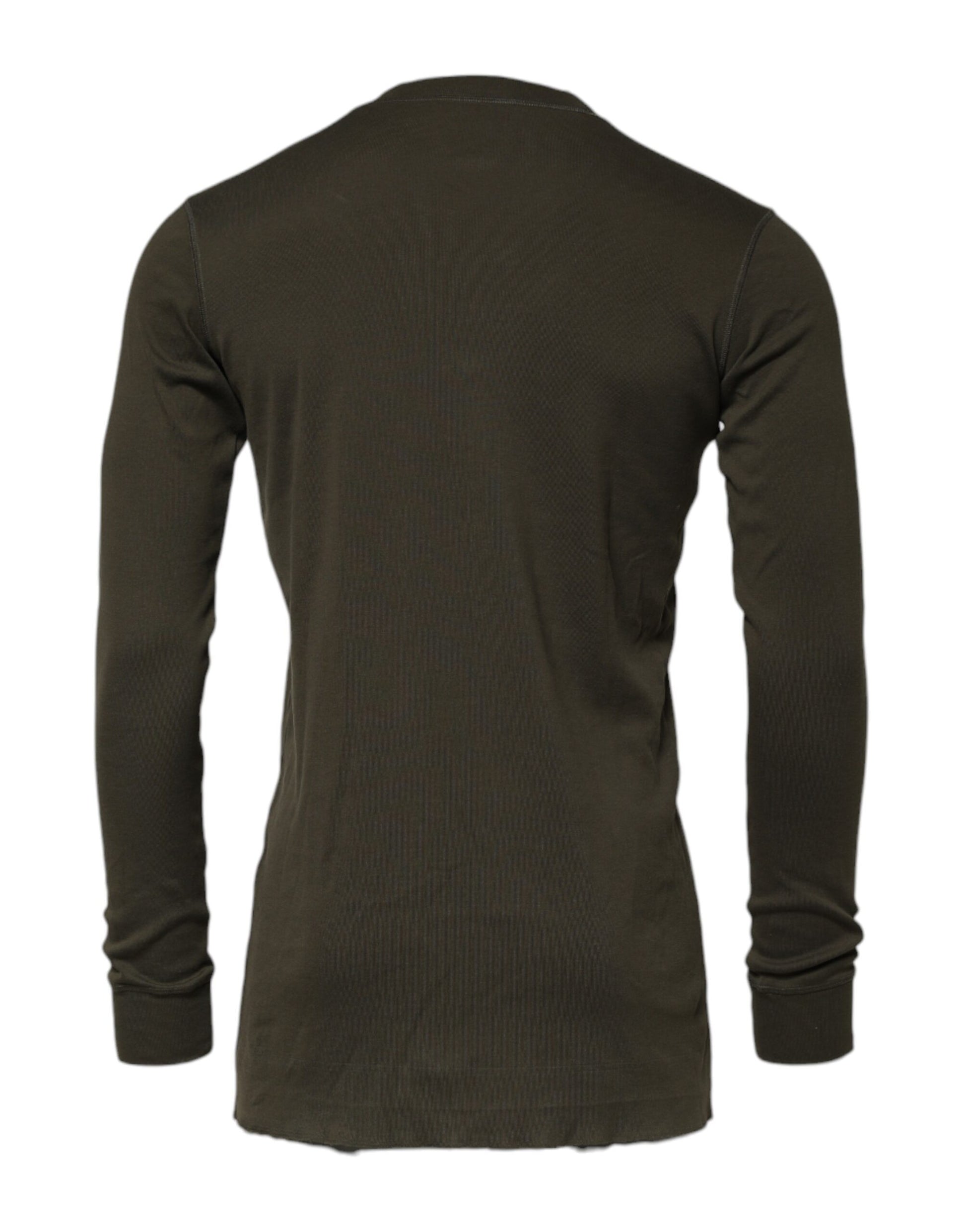 Dolce & Gabbana Dark Green Long Sleeves Crew Neck T-shirt Dolce & Gabbana