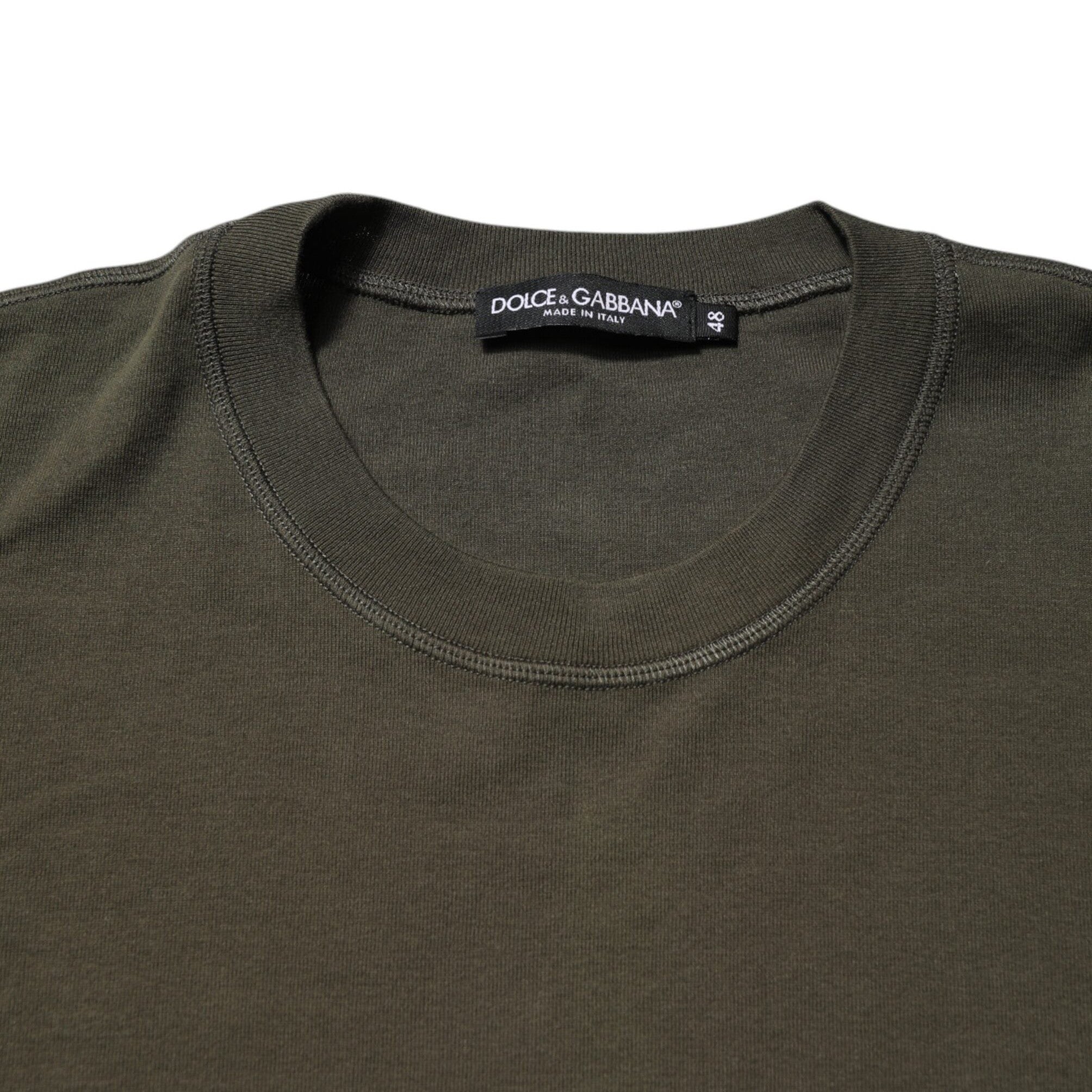 Dolce & Gabbana Dark Green Long Sleeves Crew Neck T-shirt