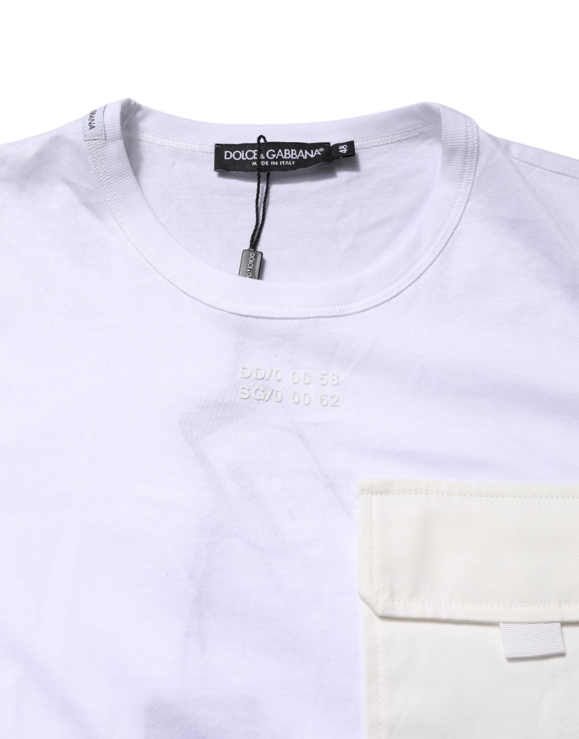 Dolce & Gabbana White Cotton Pocket Short Sleeves T-shirt Dolce & Gabbana