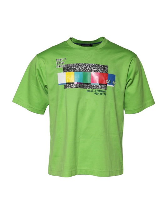 Dolce & Gabbana Green Graphic Printed Round Neck T-shirt Dolce & Gabbana