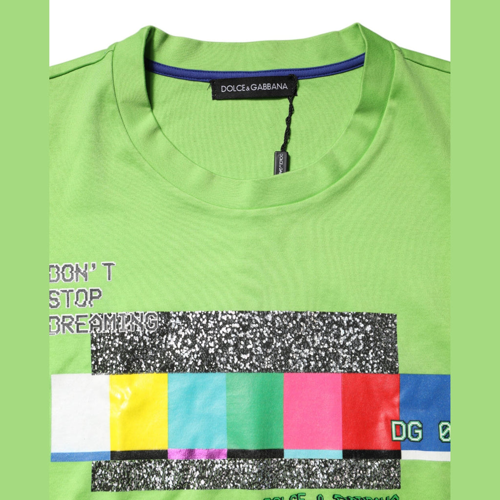 Dolce & Gabbana Green Graphic Printed Round Neck T-shirt