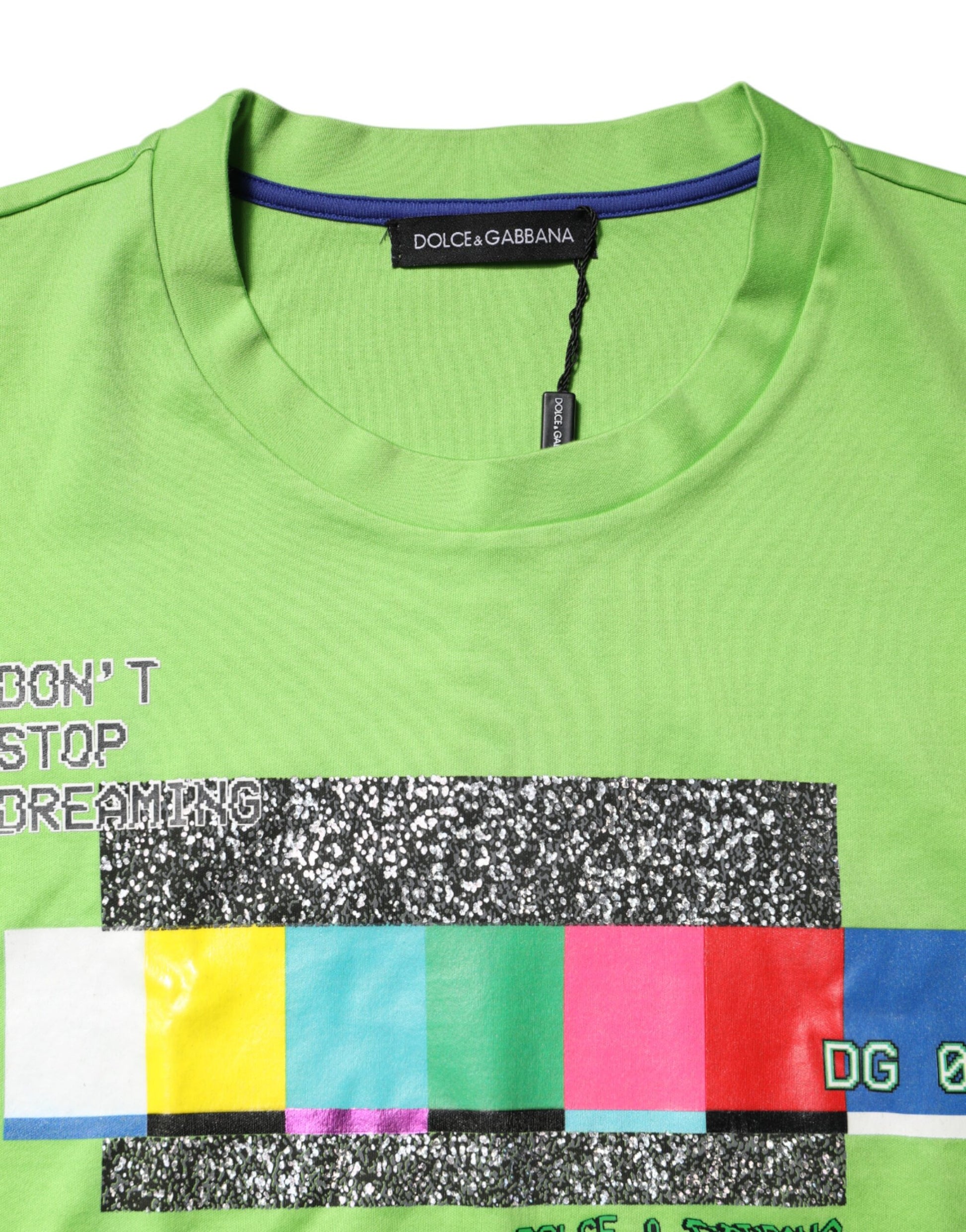 Dolce & Gabbana Green Graphic Printed Round Neck T-shirt Dolce & Gabbana