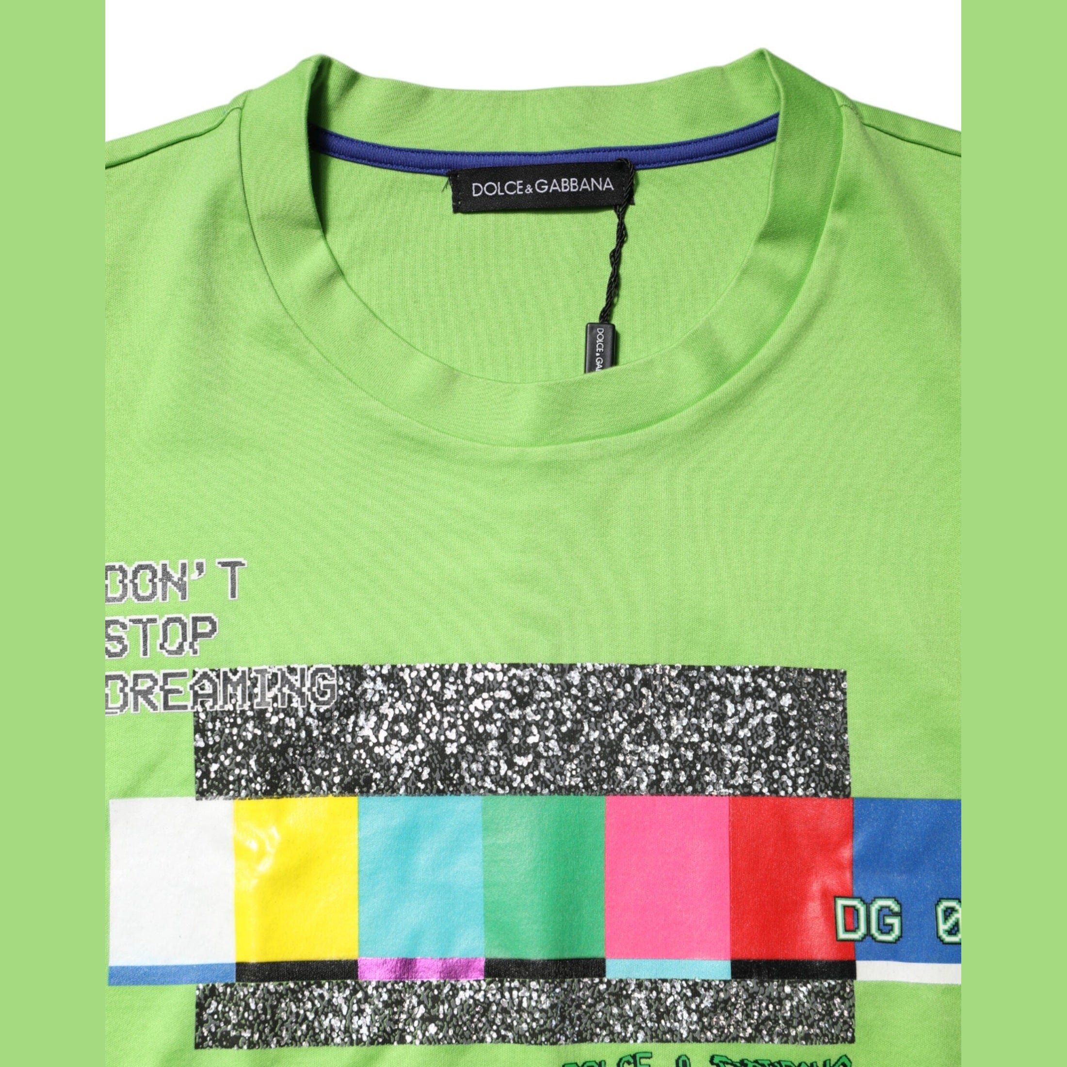 Dolce & Gabbana Green Graphic Printed Round Neck T-shirt