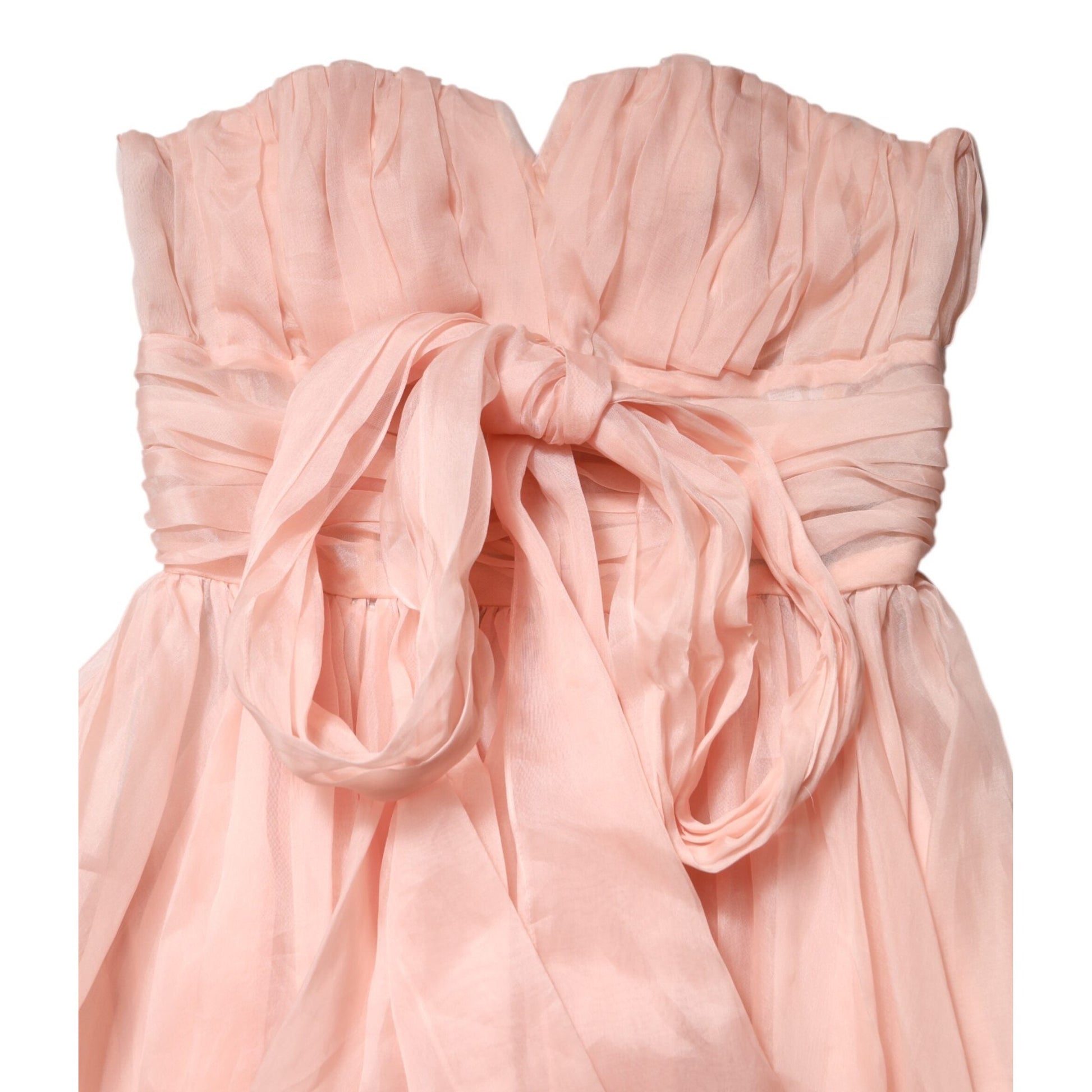 Dolce & Gabbana Pink Silk Chiffon A-line Pleated Midi Dress