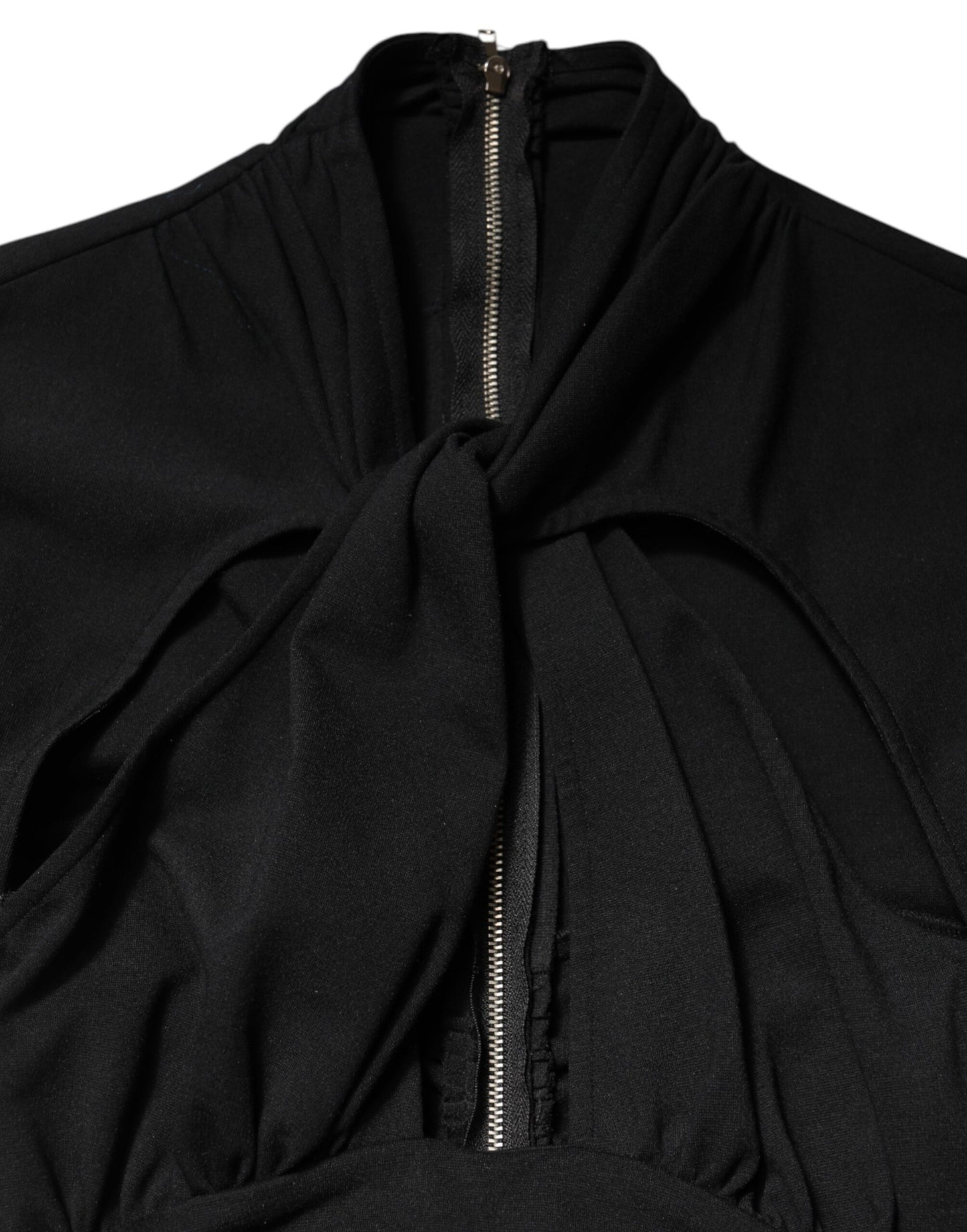 Dolce & Gabbana Black Long Sleeves Sheath Midi Dress Dolce & Gabbana