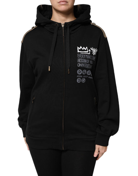 Dolce & Gabbana Black Logo Hooded Full Zip Sweatshirt Jacket Dolce & Gabbana