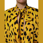 Dolce & Gabbana Yellow Leopard Long Sleeves Jumpsuit Dress