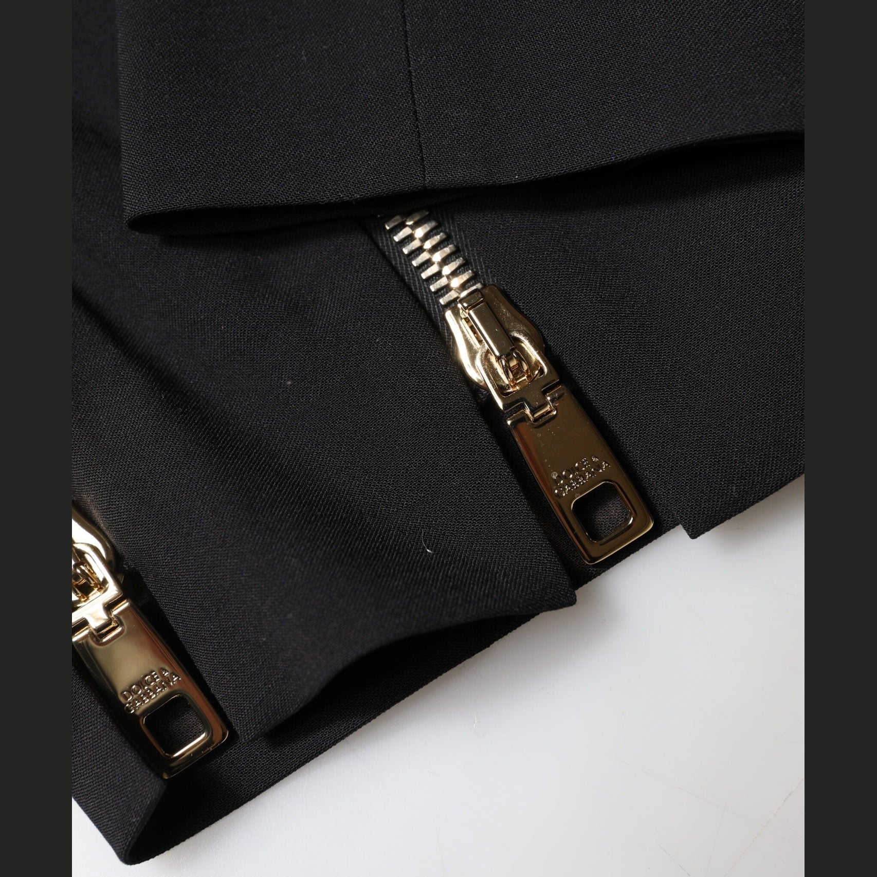 Dolce & Gabbana Black Wool High Waist Zipper Tapered Pants