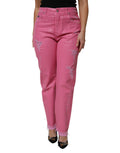 Dolce & Gabbana Pink Tattered Mid Waist Tapered Denim Jeans - Eljoys Fashion 
