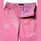 Dolce & Gabbana Pink Tattered Mid Waist Tapered Denim Jeans