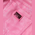 Dolce & Gabbana Pink Tattered Mid Waist Tapered Denim Jeans