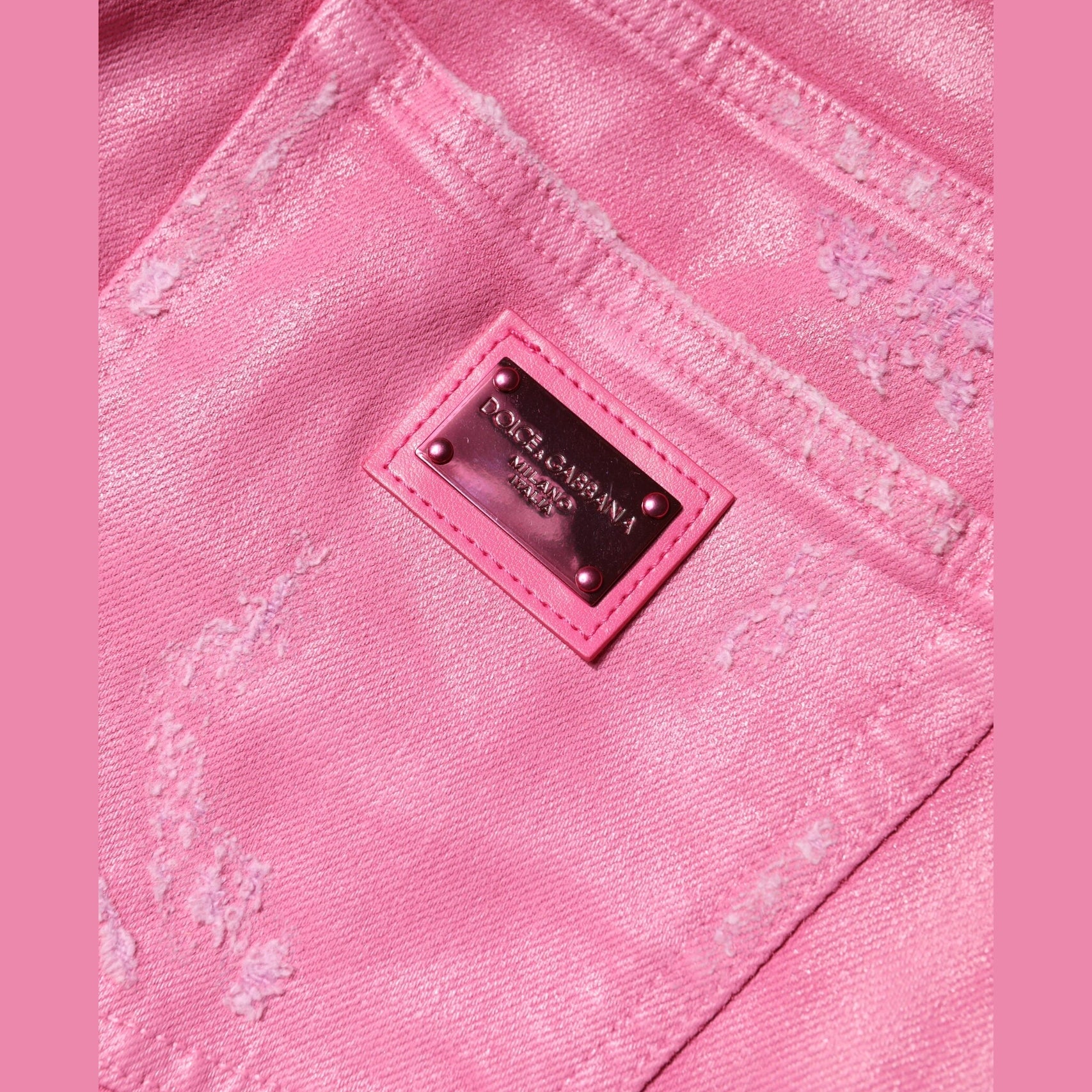 Dolce & Gabbana Pink Tattered Mid Waist Tapered Denim Jeans