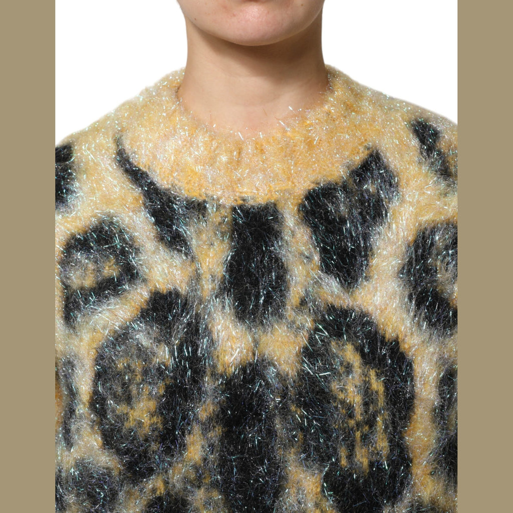 Dolce & Gabbana Multicolor Leopard Mohair Crew Neck Sweater