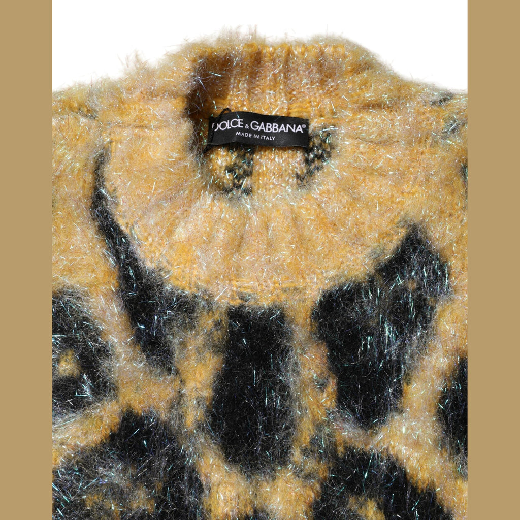 Dolce & Gabbana Multicolor Leopard Mohair Crew Neck Sweater