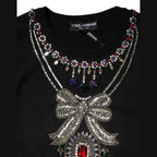 Dolce & Gabbana Black Cashmere Crystal Embellished Sweater