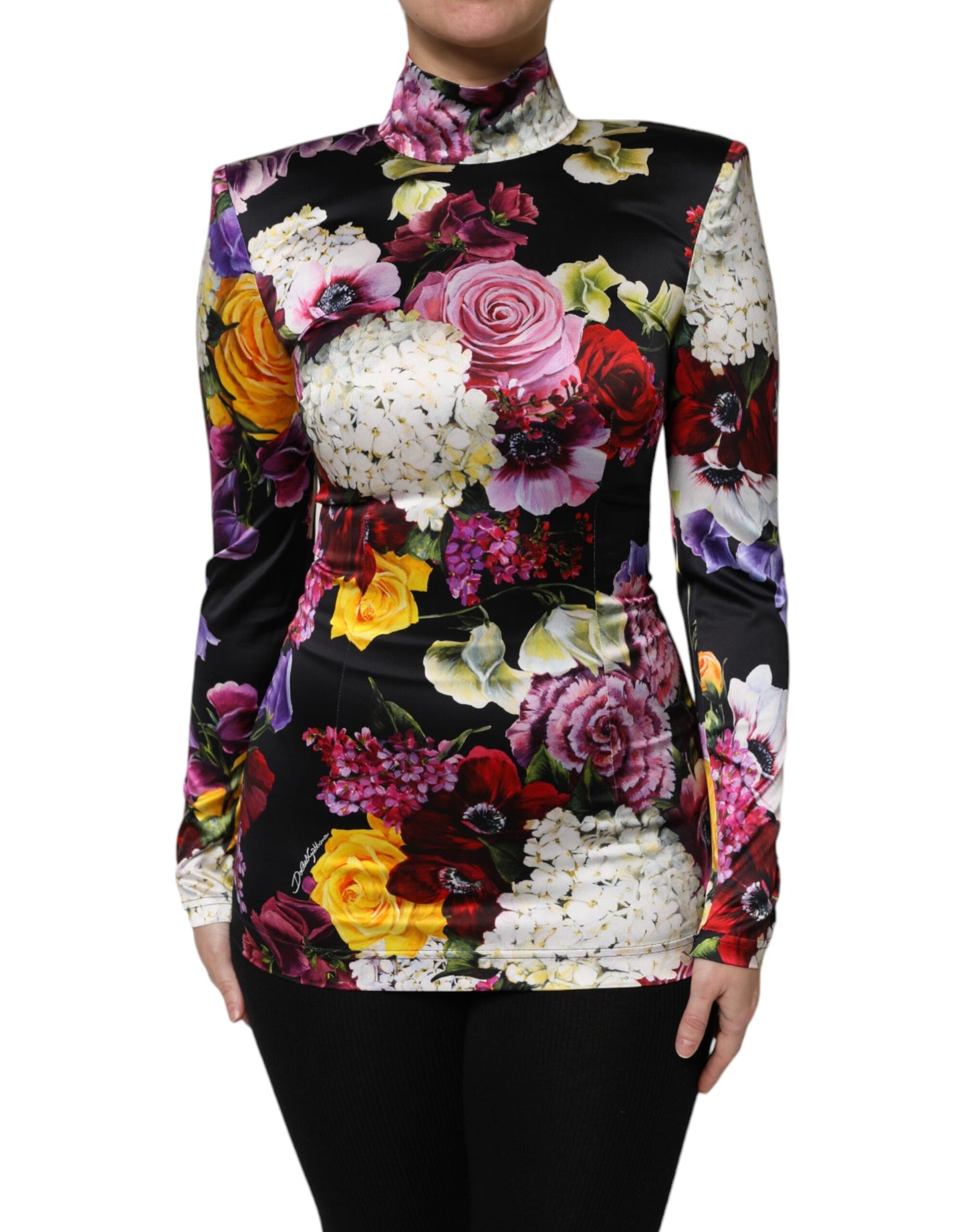 Dolce & Gabbana Multicolor Ortensies Long Sleeves Blouse Top Dolce & Gabbana