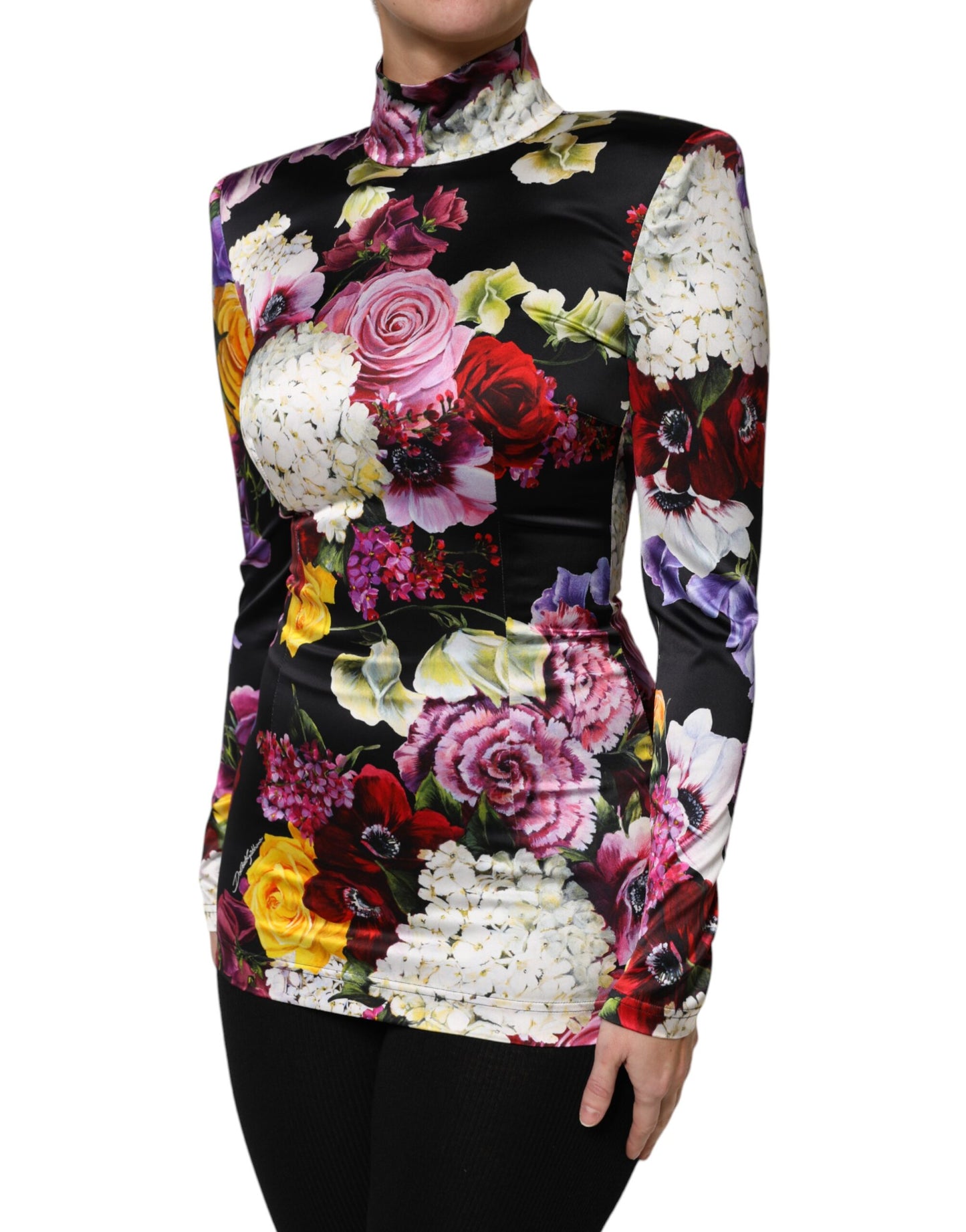 Dolce & Gabbana Multicolor Ortensies Long Sleeves Blouse Top Dolce & Gabbana