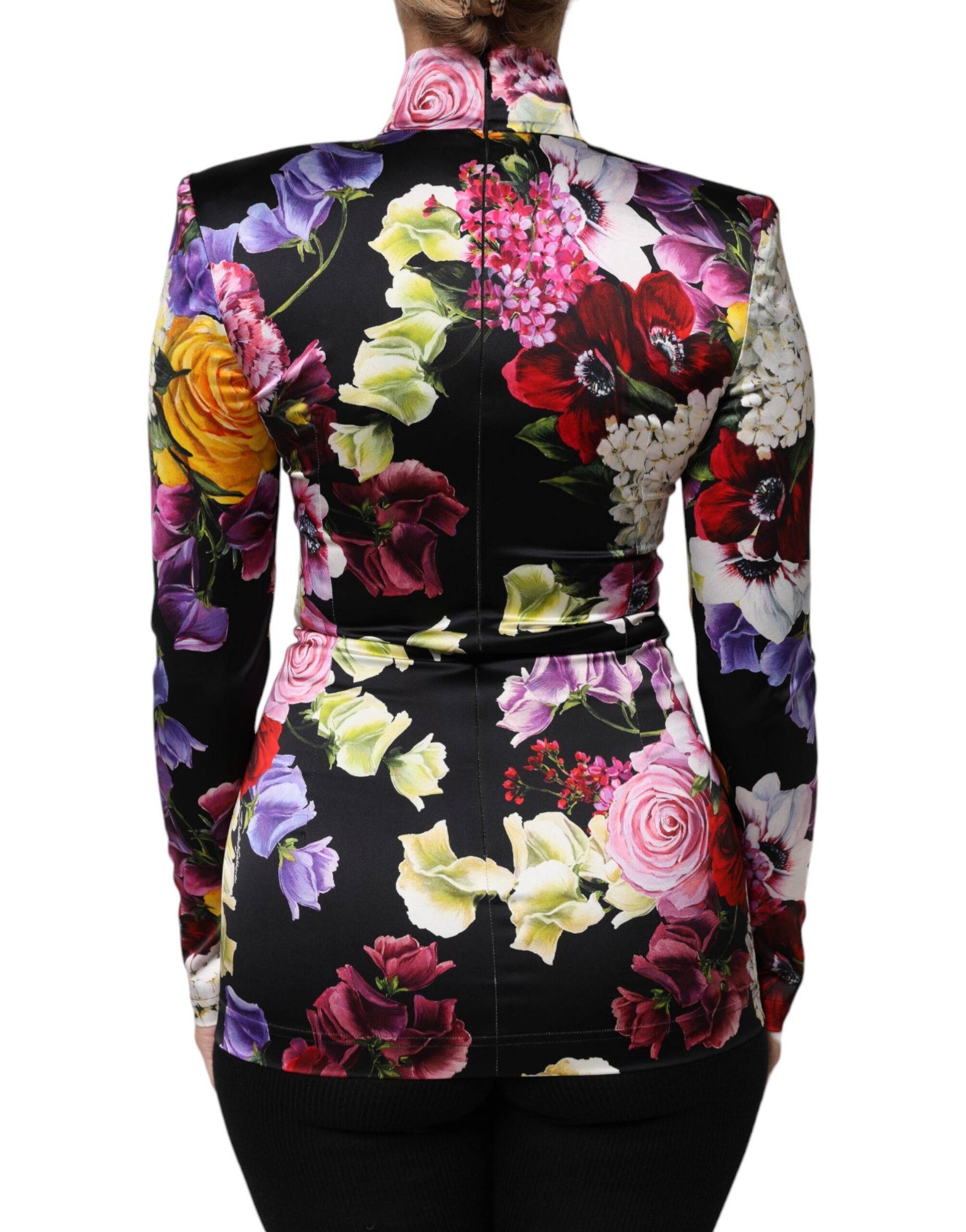 Dolce & Gabbana Multicolor Ortensies Long Sleeves Blouse Top Dolce & Gabbana