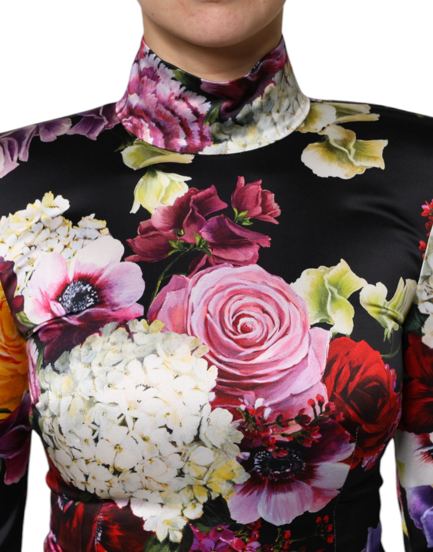 Dolce & Gabbana Multicolor Ortensies Long Sleeves Blouse Top Dolce & Gabbana