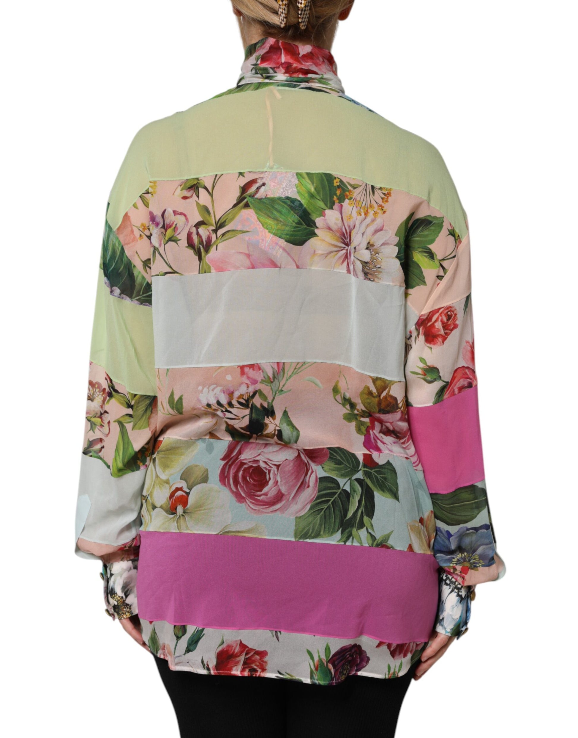 Dolce & Gabbana Multicolor Floral Patchwork Long Sleeves Top Dolce & Gabbana