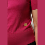 Dolce & Gabbana Pink Short Sleeves Buttoned Ascot Collar Top